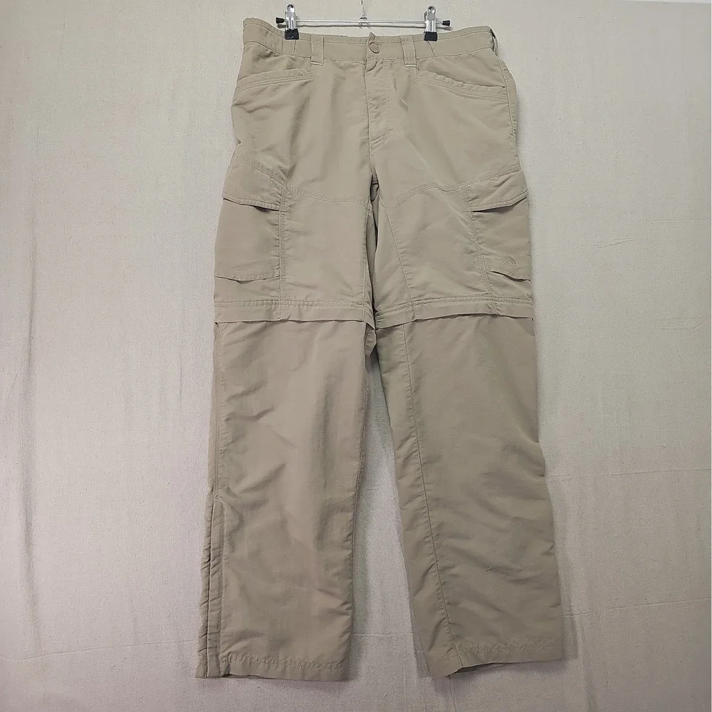 The North Face Pants Men's Medium Beige Nylon Convertible Hiking Outdoor NO BELT